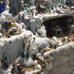 PAESAGGIO NEVE NATALIZIO C/PRESEPE E GIOSTRINE