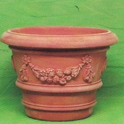 VASO DOPPIO C/BORDONE FESTONATO TERRACOTTA CM. 48