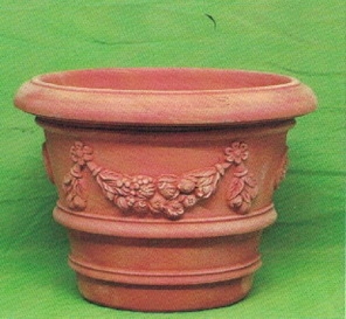 VASO DOPPIO C/BORDONE FESTONATO TERRACOTTA CM. 48